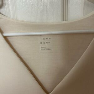 A New Day Soft Cream V-Neck Blouse